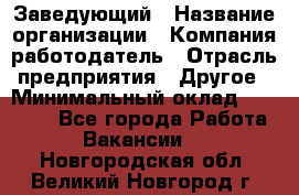 Заведующий › Название организации ­ Компания-работодатель › Отрасль предприятия ­ Другое › Минимальный оклад ­ 30 000 - Все города Работа » Вакансии   . Новгородская обл.,Великий Новгород г.